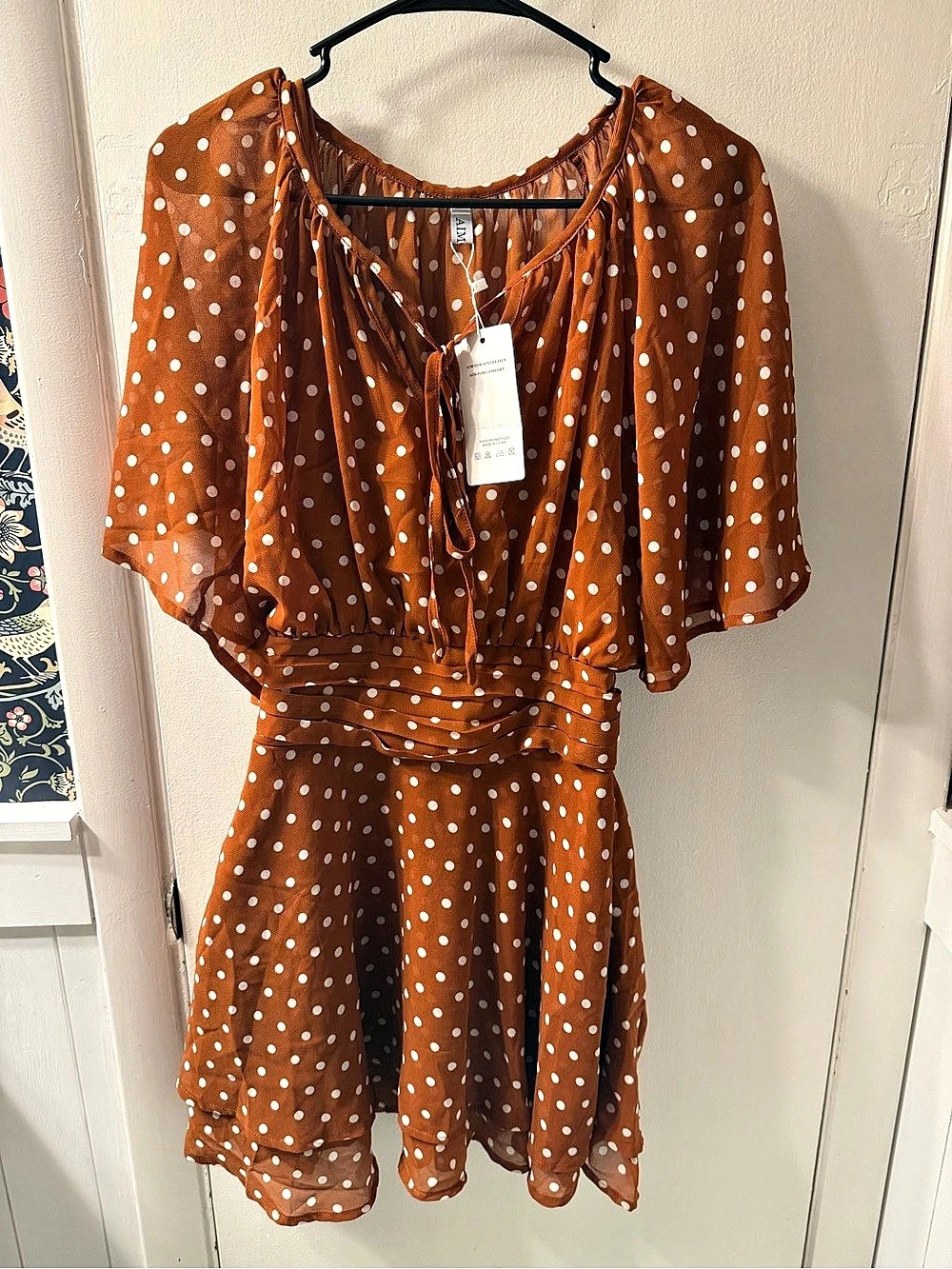 A.L.C. Polka Dot Mini Dress in Brown & White Size Small NWT